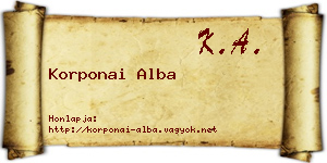Korponai Alba névjegykártya